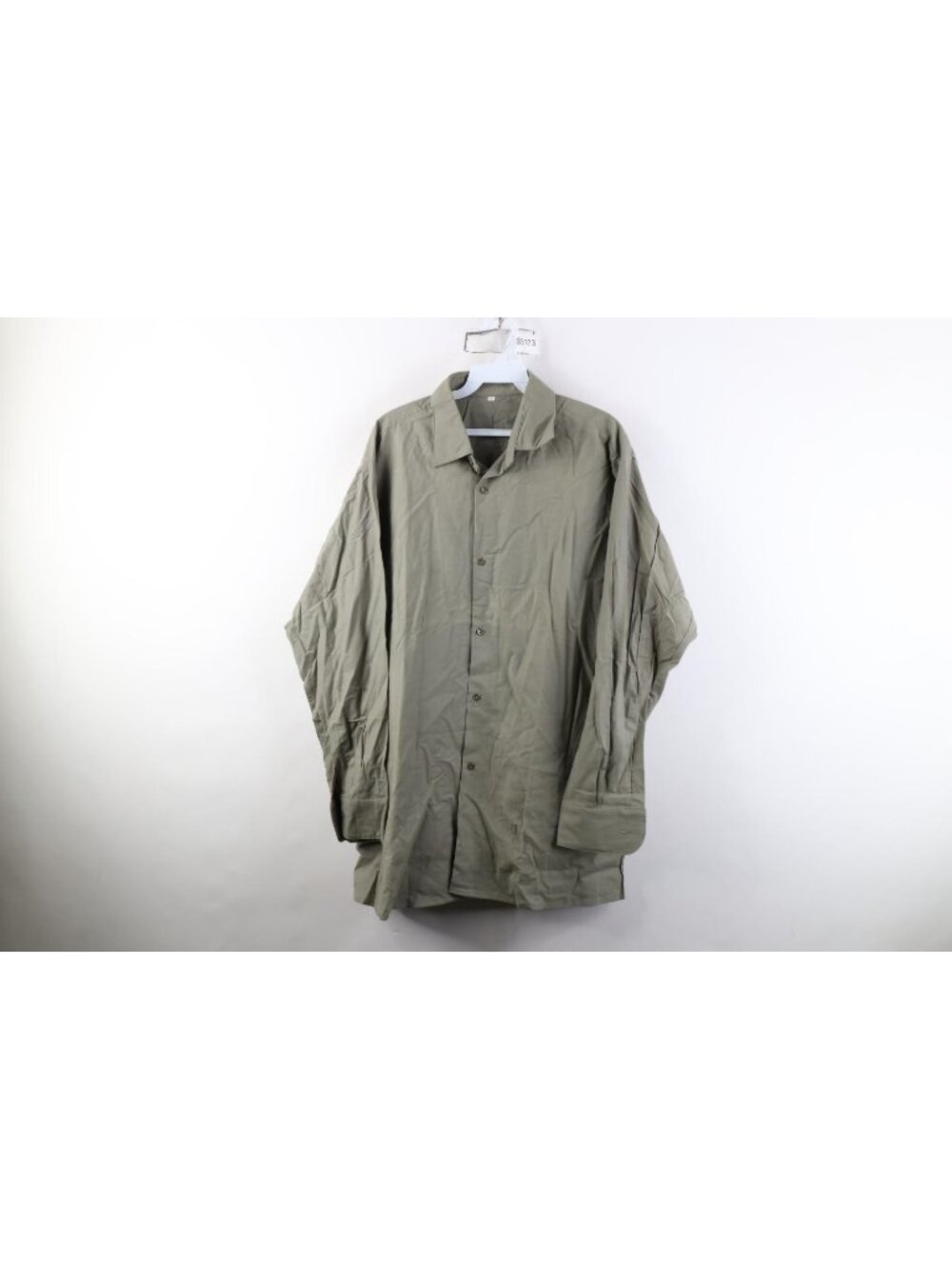 Vintage 70s Czech Army Military EU 41 Cold War Collared Field Button Shirt Green